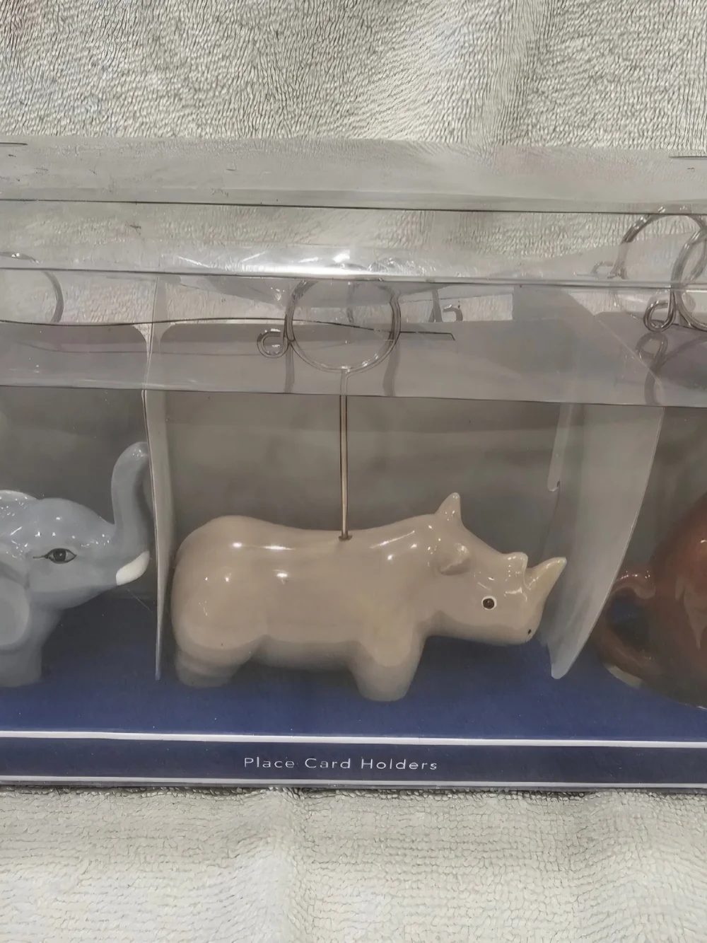 Pier 1 Ceramic Zebra and Tiger Place Card Or Picture Holders